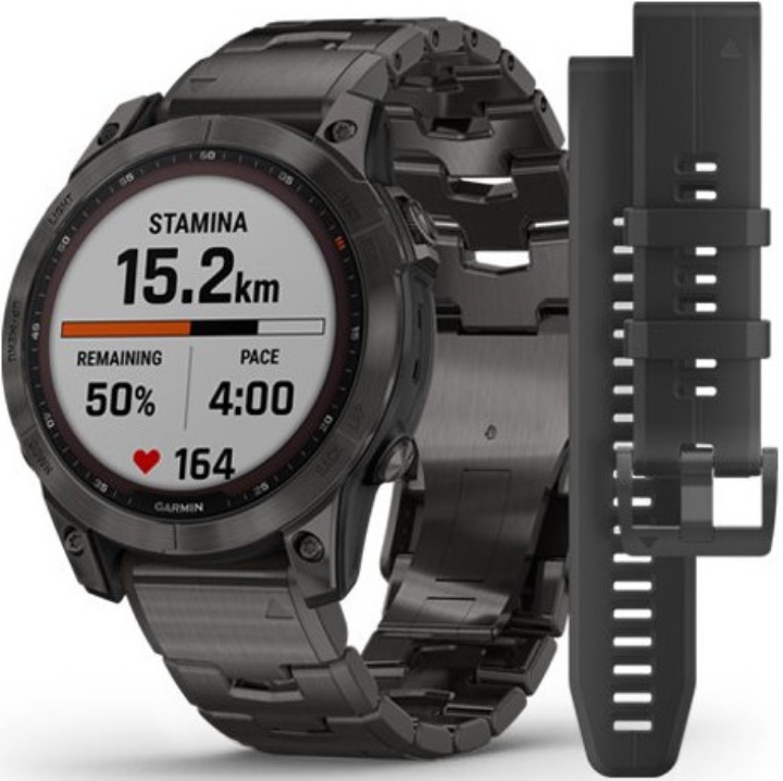 Obrazek Garmin Fenix 7 Sapphire,Crbn Gry DLC Ti/Vntd Ti Bnd, GPS Watch