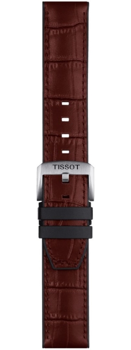 Obrazek SKÓRZANY BRĄZOWY PASEK TISSOT Z GUMOWYMI ELEMENTAMI 22 MM