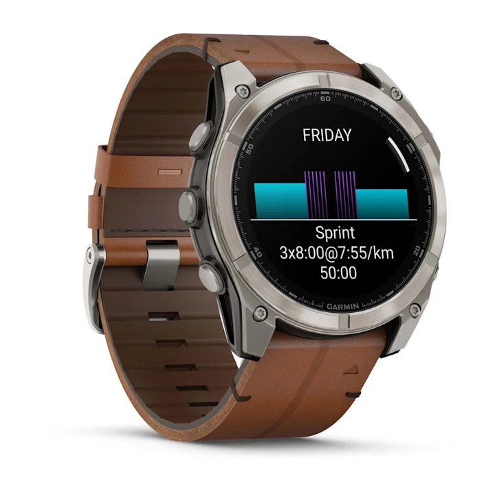 Obrazek Garmin Fenix 8 51 mm, AMOLED Sapphire, Tytan, Pasek Chestnut