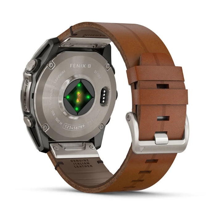 Obrazek Garmin Fenix 8 51 mm, AMOLED Sapphire, Tytan, Pasek Chestnut