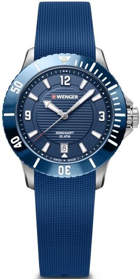 SEAFORCE SMALL,O35,niebieska tarcza,silikonowy pasek WENGER 01.0621.112